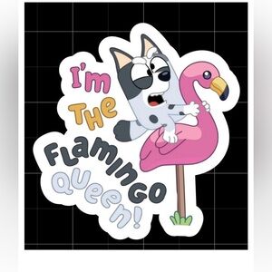Bluey flamingo queen waterproof vinyl sticker